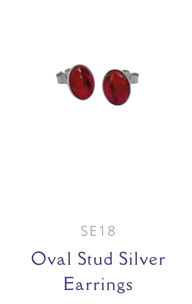 Oval Sterling Silver Stud Earrings.