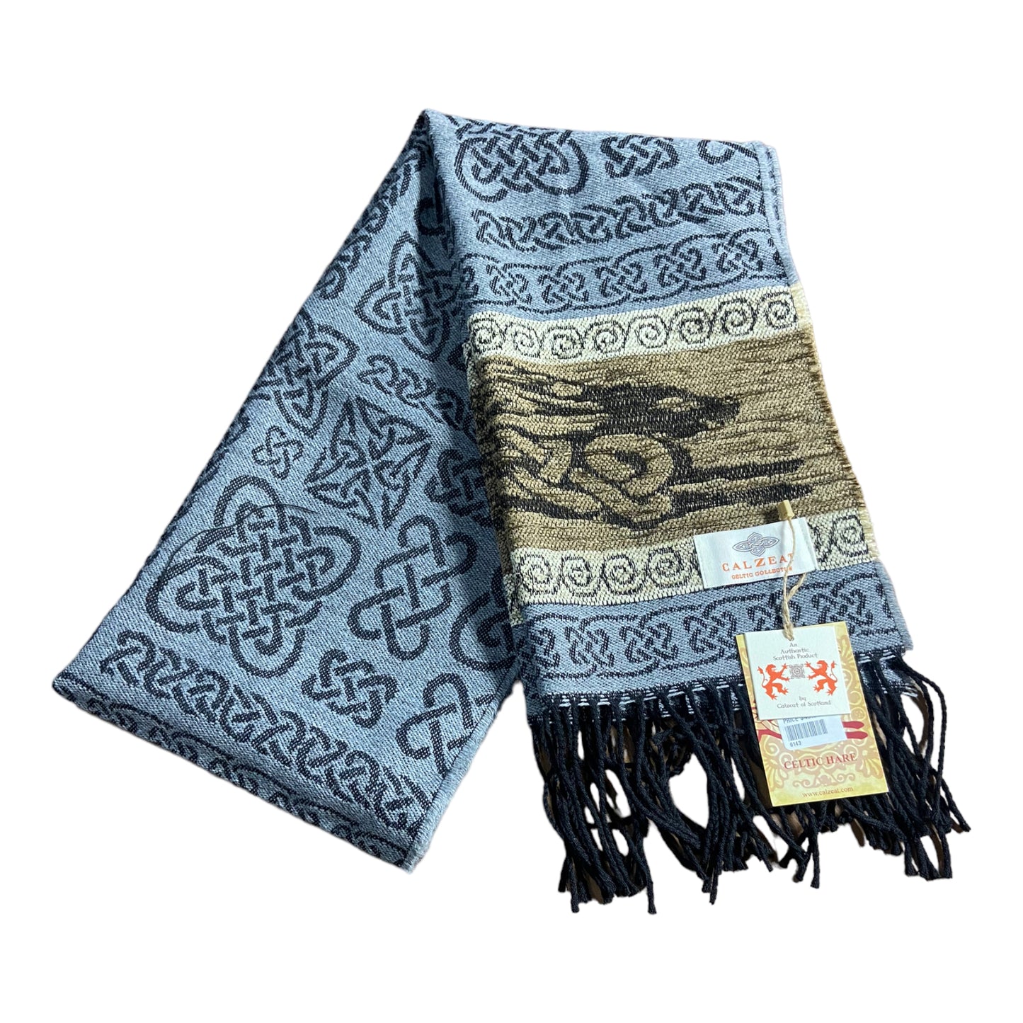 Calzeat of Scotland Celtic Beastie Hare Jacquard Scarf