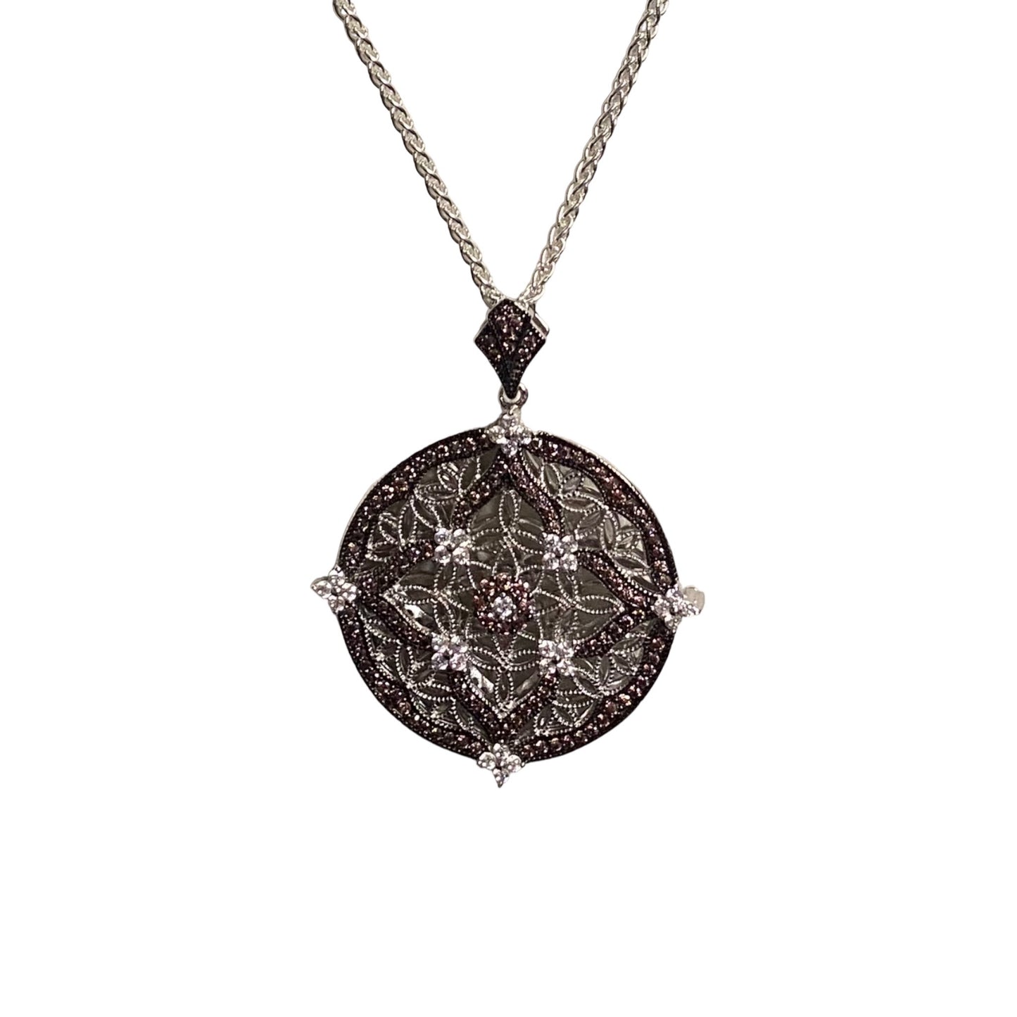 Keith Jack - Sterling Silver Rhodium Cubic Zirconia Night & Day Large Round Pendant