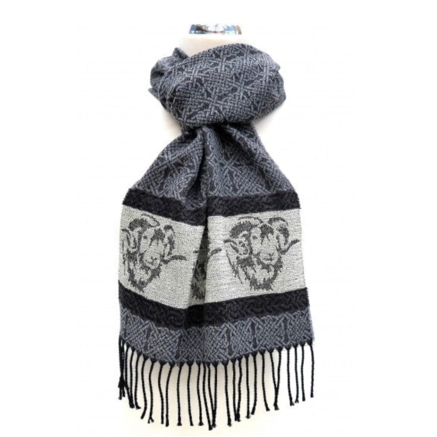 Calzeat of Scotland Celtic Alba Ram Silver Jacquard Scarf