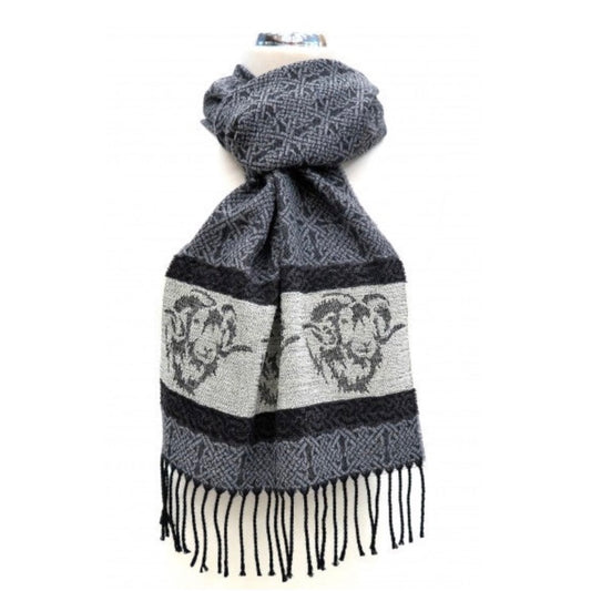 Calzeat of Scotland Celtic Alba Ram Silver Jacquard Scarf