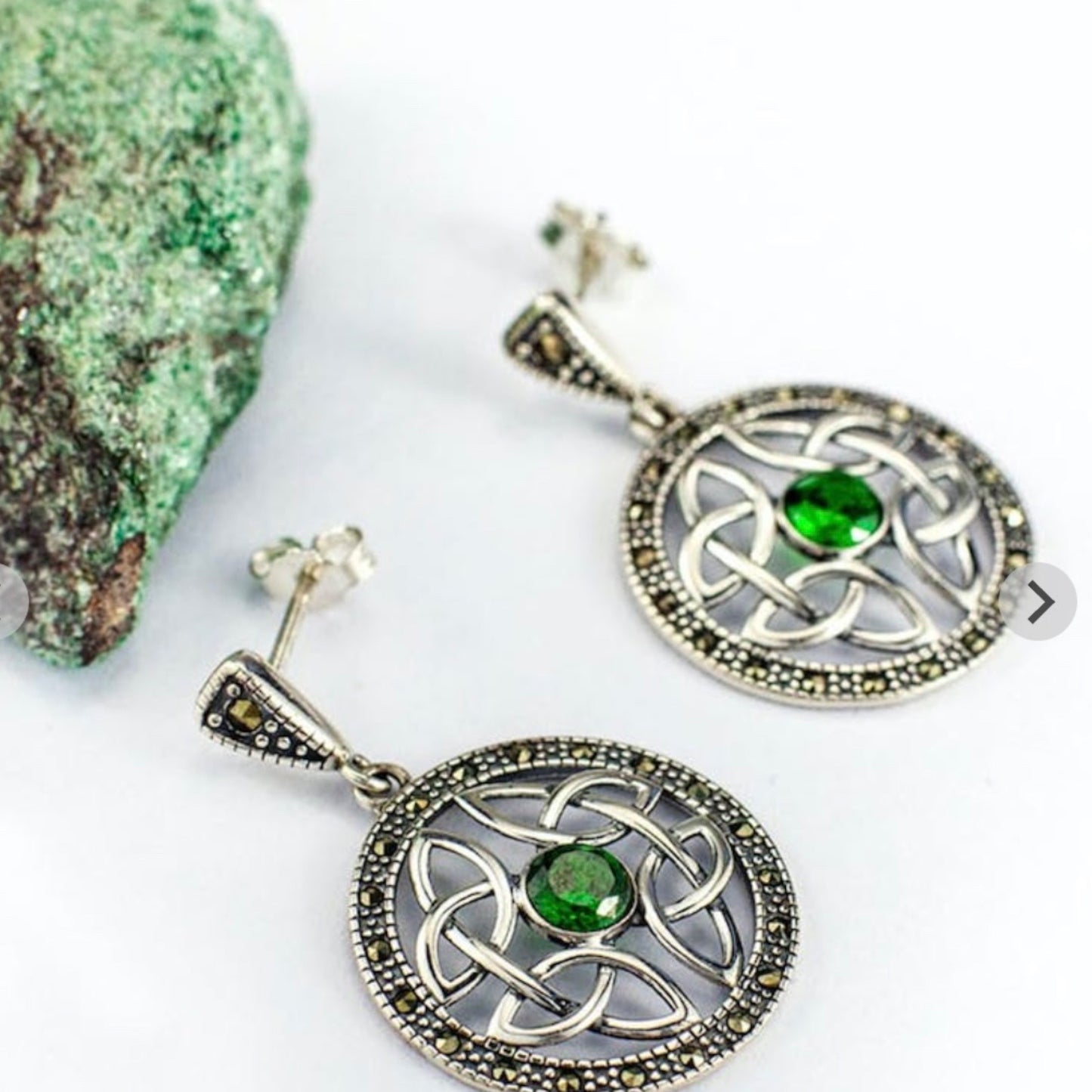 Anu Trinity Knot Marcasite and CZ Drop Earrings