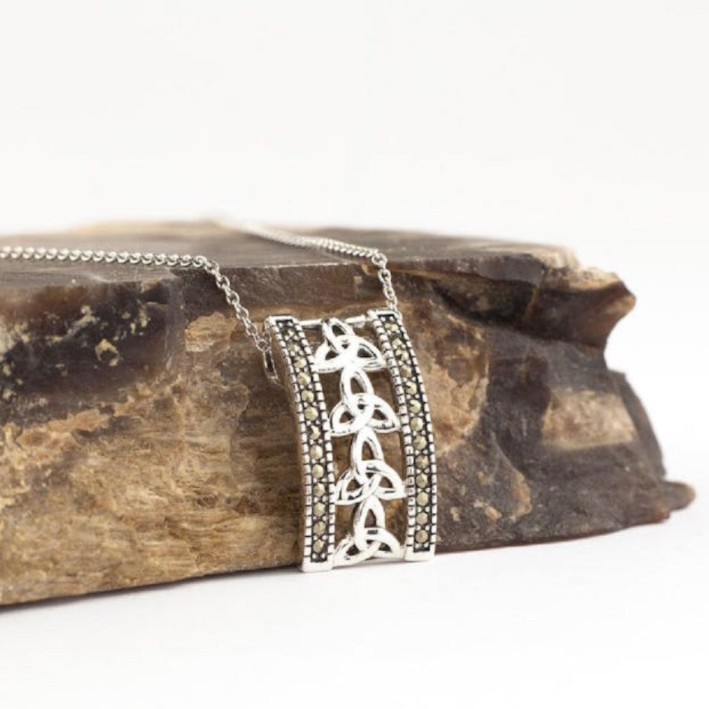 Anu Trinity Knot Pendant set with Marcasite