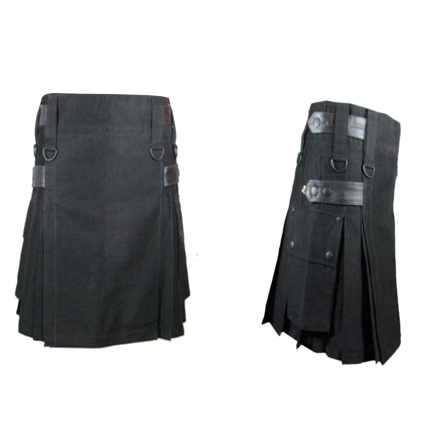 Ladies Black Canvas Kilt