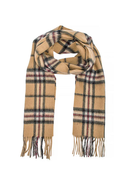 Thompson Camel Lambswool Tartan Scarf