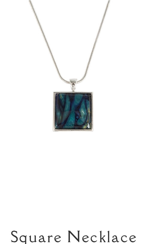 Silver Plated Square Heathergem Necklace.