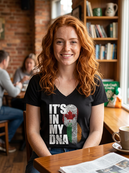 Dna Irish Canadian Ladies V-Neck T-shirt