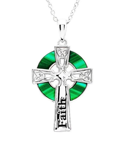 Shanore Hope Malachite Celtic Cross Pendant