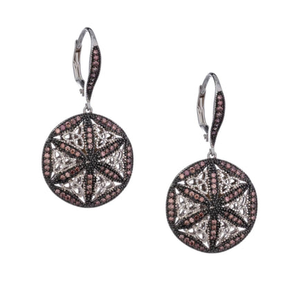 Keith Jack - Sterling Silver and CZ Night & Day Round Leverback Earrings