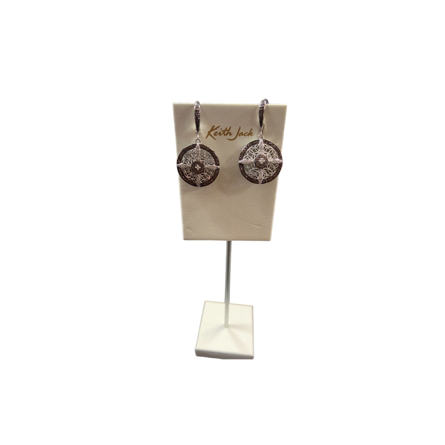 Keith Jack - Sterling Silver and CZ Night & Day Round Leverback Earrings