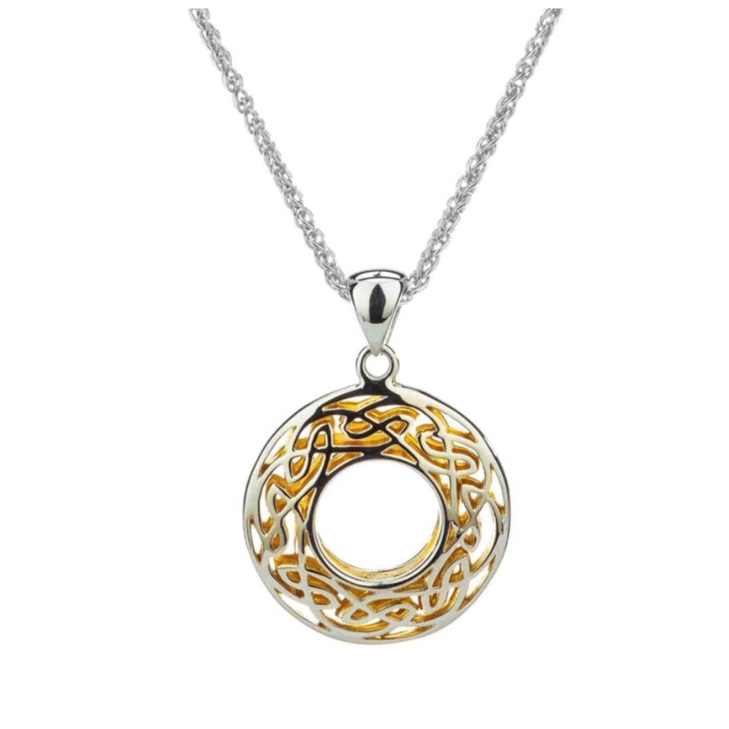 Keith Jack - Silver with 22K Gold Gliding Window to the Soul Round Pendant Small