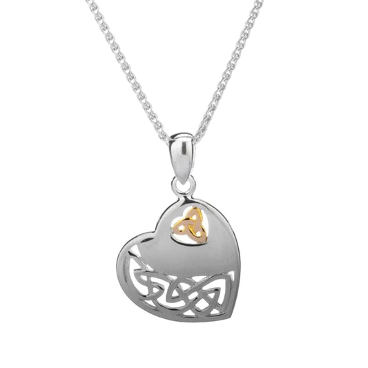 Keith Jack Silver and 10K Gold Celtic Heart Pendant