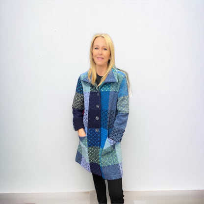 Branigan Weavers Emma Tweed Herringbone Coat - Donegal Red also Donegal Blue