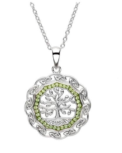 Shanore Celtic Silver Tree Of Life Pendant Embellished With Crystal