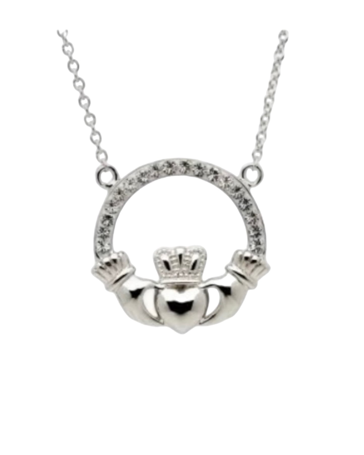 Shanore Claddagh Necklace Encrusted With Crystals